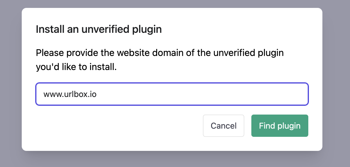 install unverified plugin www.urlbox.io