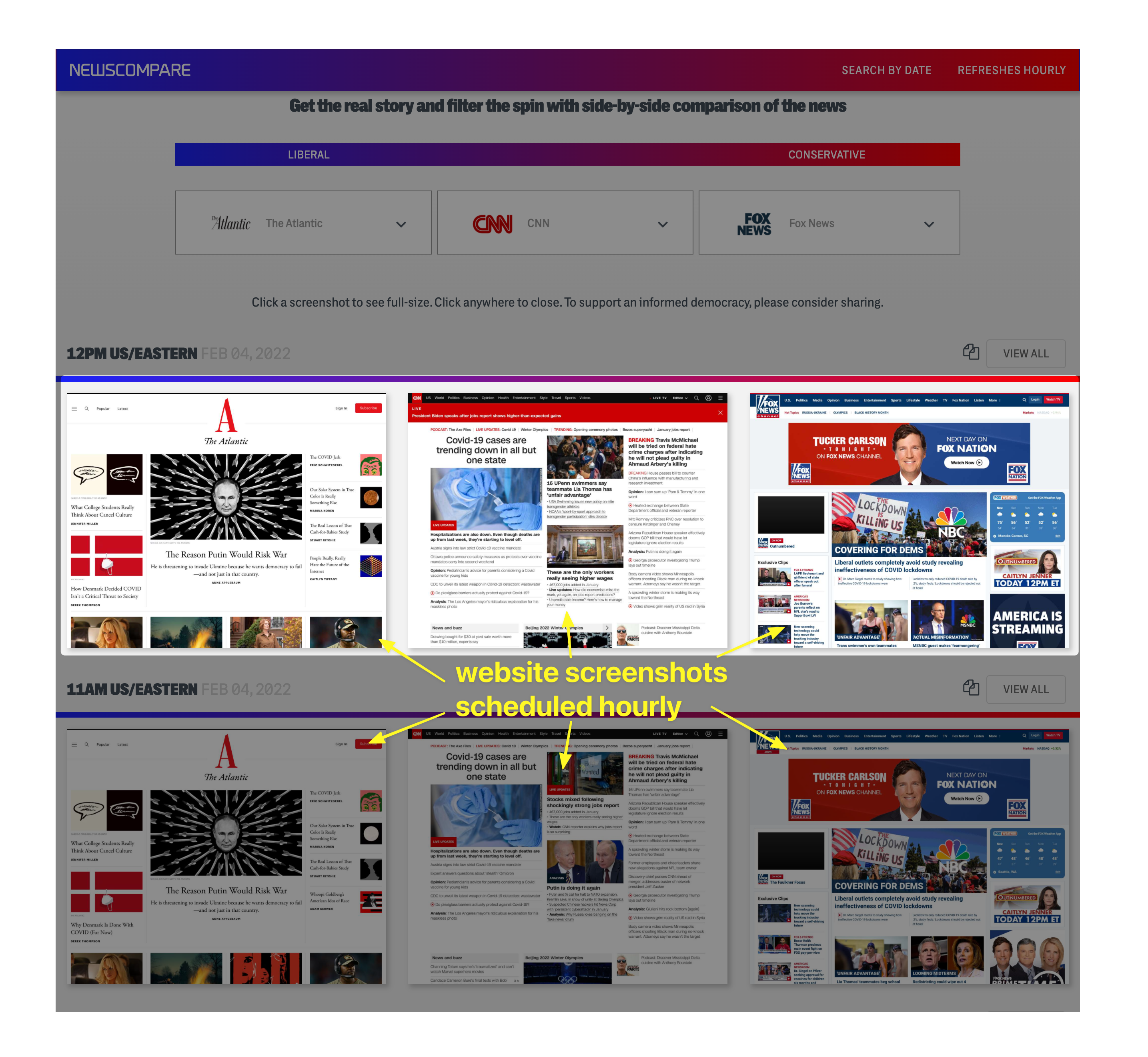 website screenshot of newscompare