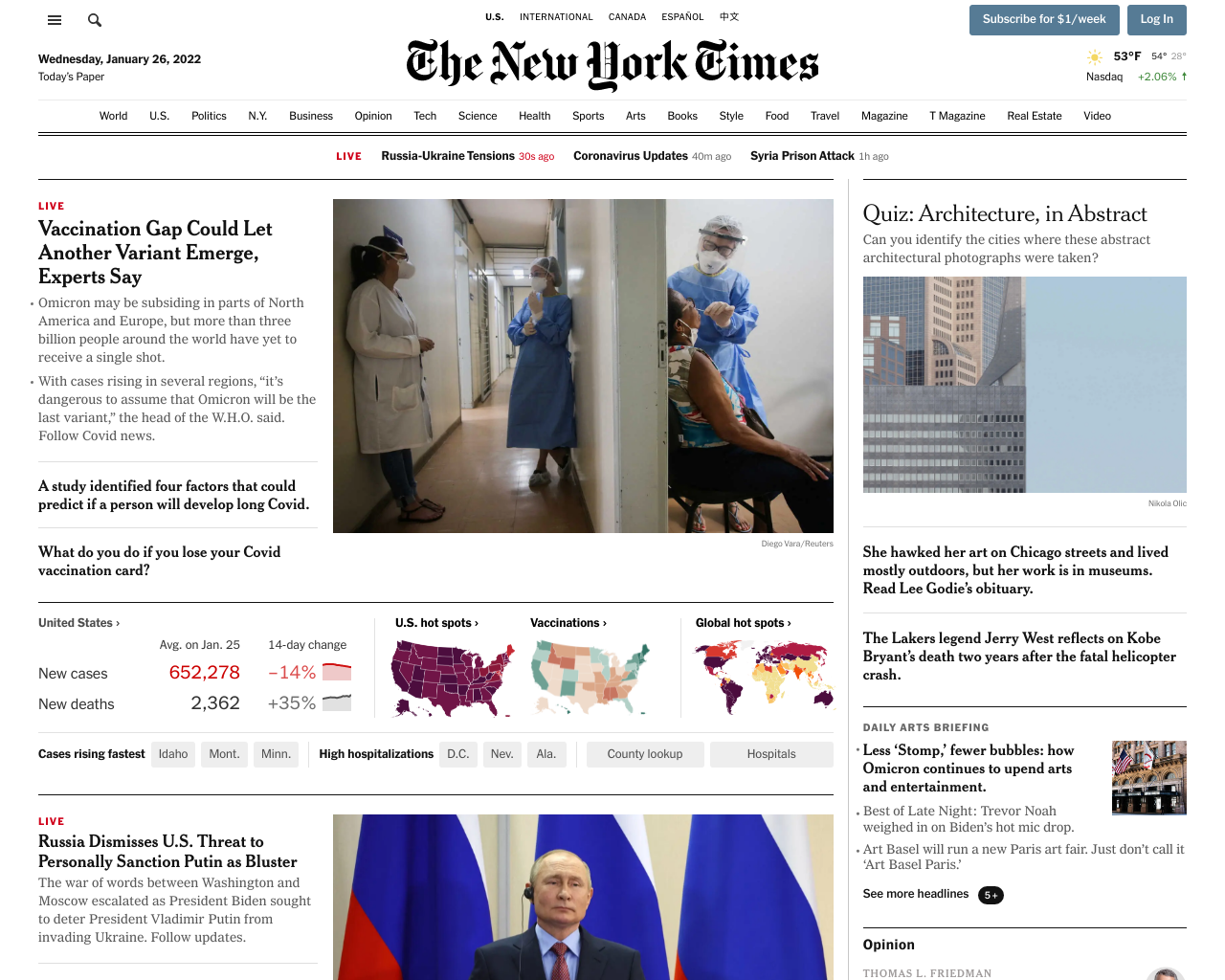 screenshot of nytimes generated by urlbox with no ads and scrolled
