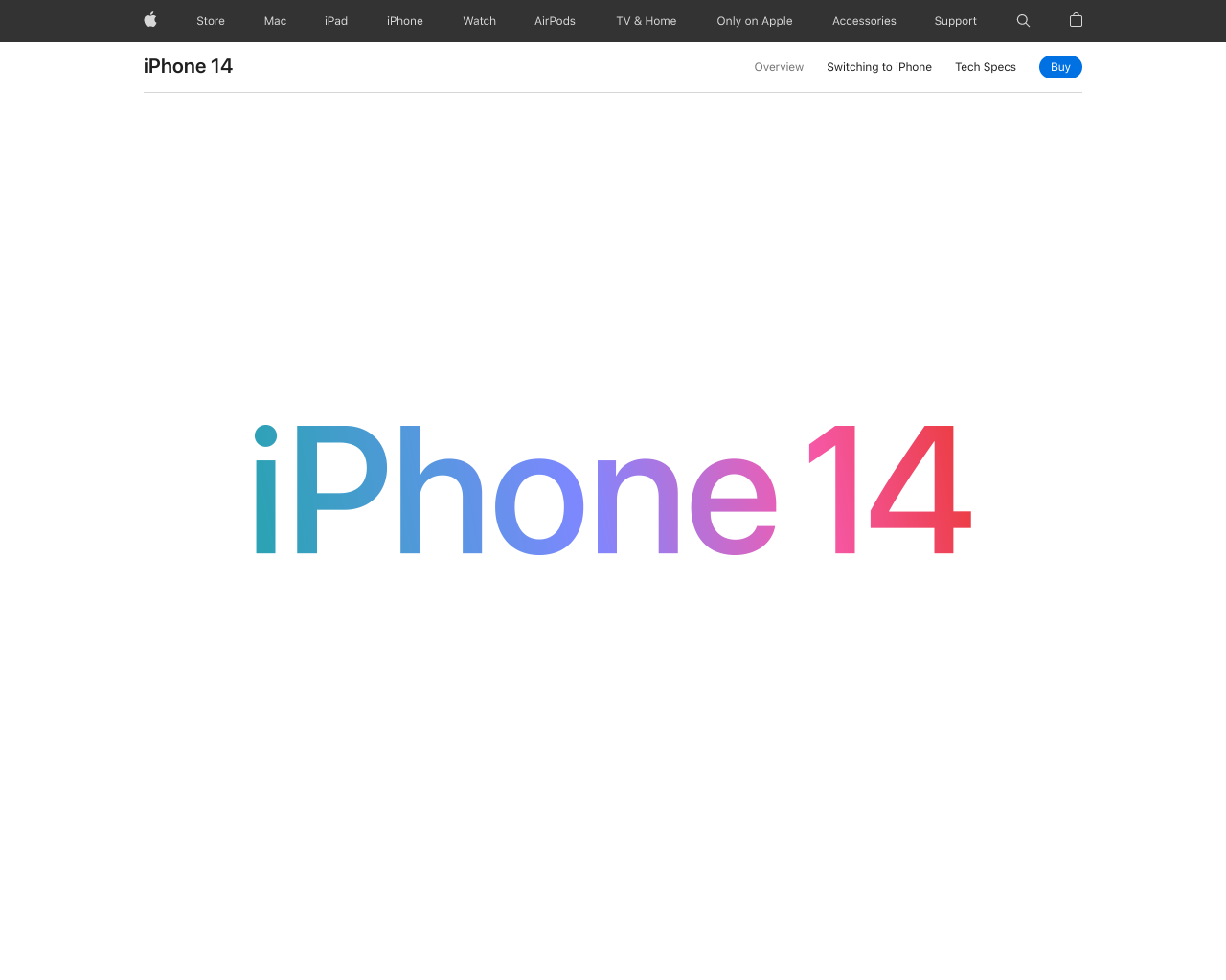 iPhone 14 web page