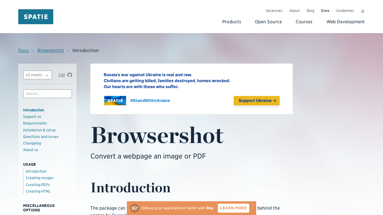Screenshot of the Browsershot homepage, captured with Browsershot